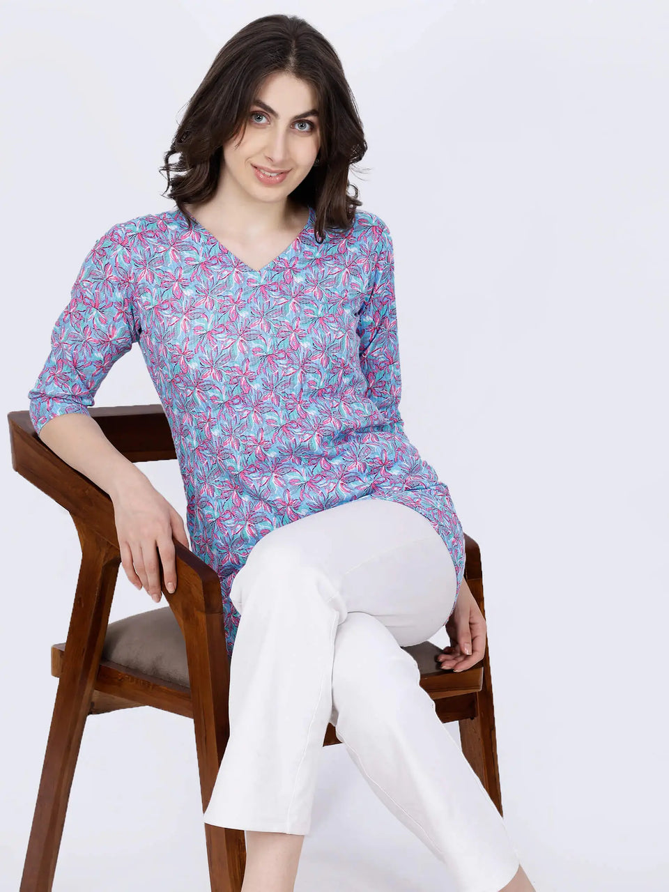 Casual wear cotton floral short kurti by Rabric