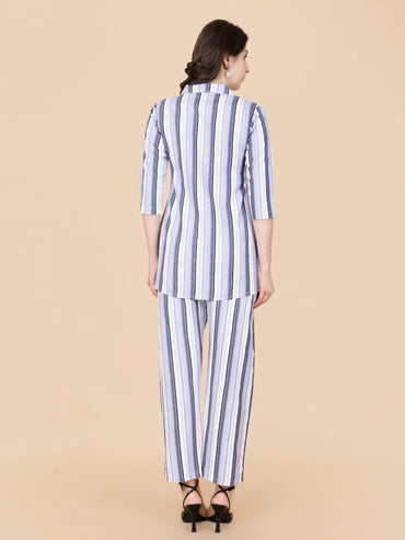 Back view of Rabric premium cotton striped co-ord set
