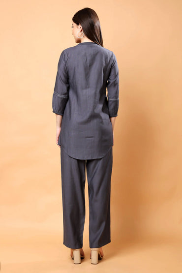 Back View of Rabric Charcoal Grey Co-ord Set