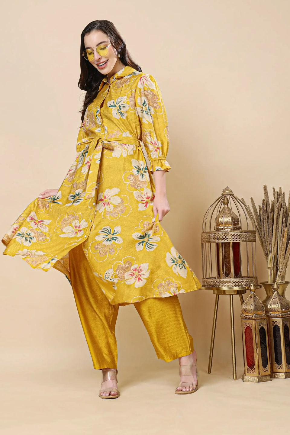 Collar neck kurta co-ord set