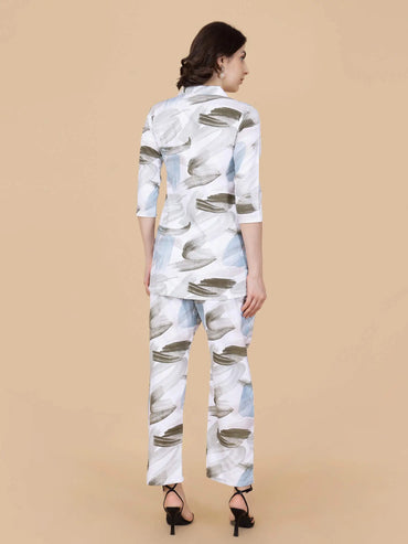 Rabric collared shirt and pant co-ord set for women