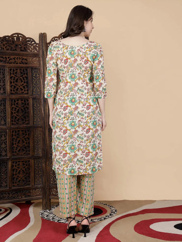 Rabric Floral Kurti Set – Back View