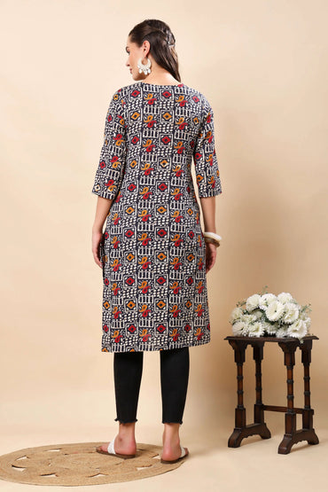 Comfortable ethnic cotton kurti for office wear in geometric print