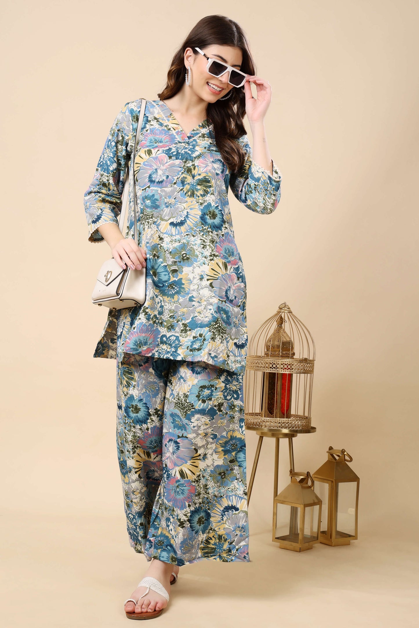 Floral wide-leg pants from Rabric Cotton Co-ord Set