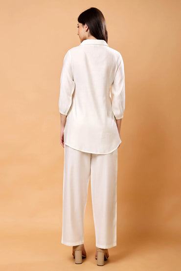 Back view of Rabric Elegant White Co-ord Set
