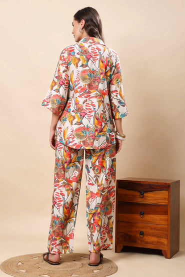 Golden button detailing on Rabric muslin co-ord set top