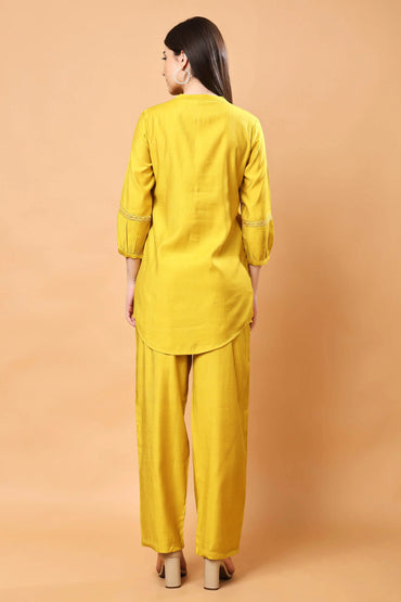 Mustard Yellow Co-ord Set Back View by Rabric