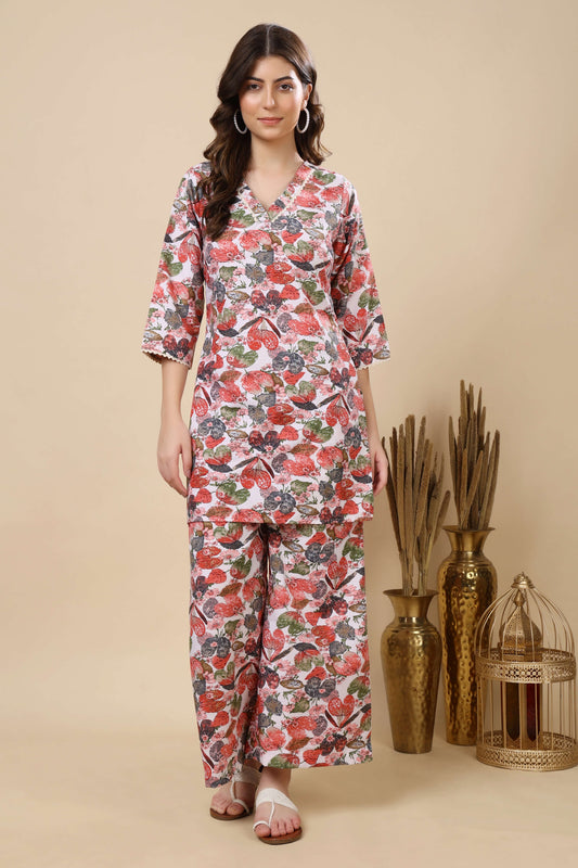 Rabric Premium Cotton Slub Floral Co-ord Set Front View