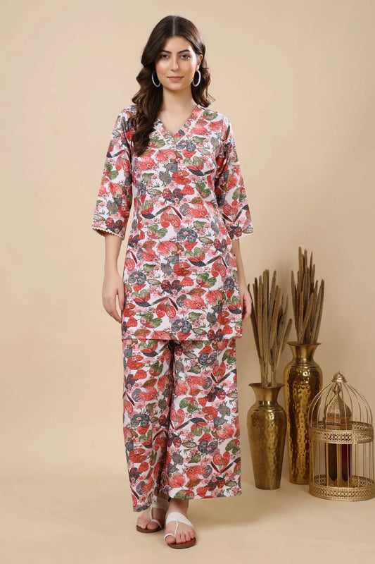 Rabric Premium Cotton Slub Floral Co-ord Set Front View