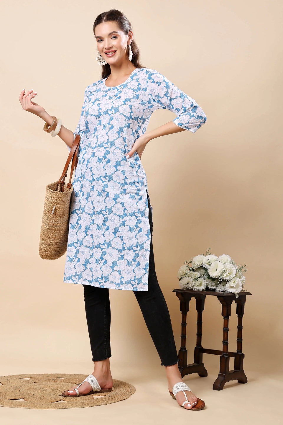 Rabric Premium Ethnic Wear Blue Kurti