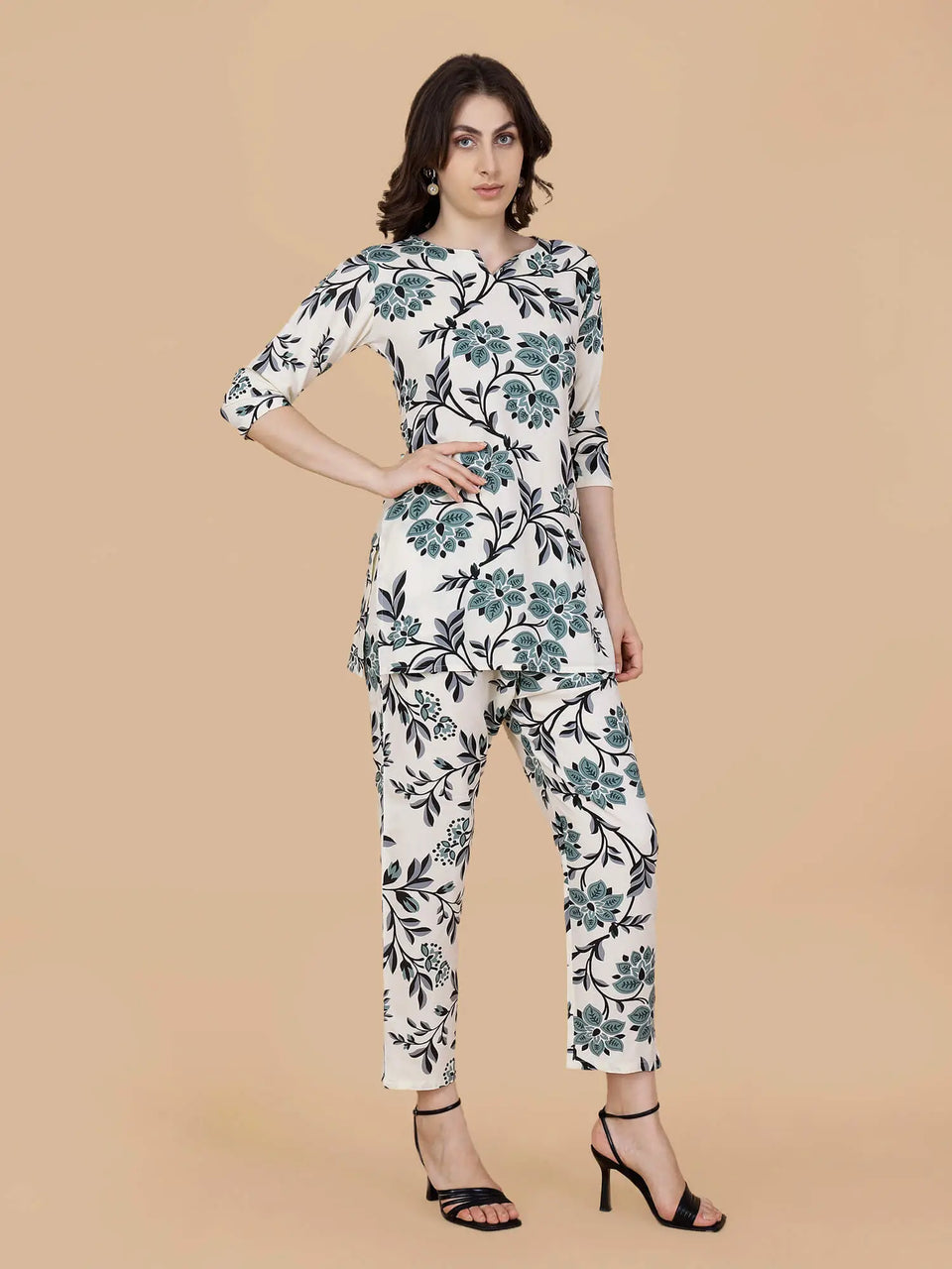 Premium travel and lounge floral printed co-ord set
