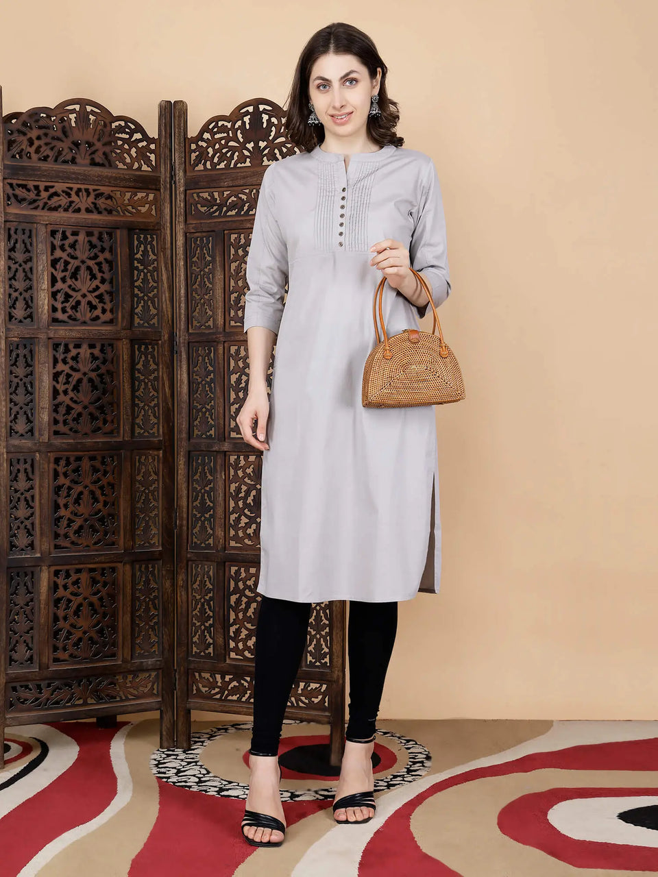 Styling ideas for Rabric premium grey cotton kurti