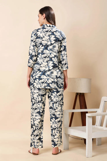 Rabric floral printed nightwear and loungewear set for women