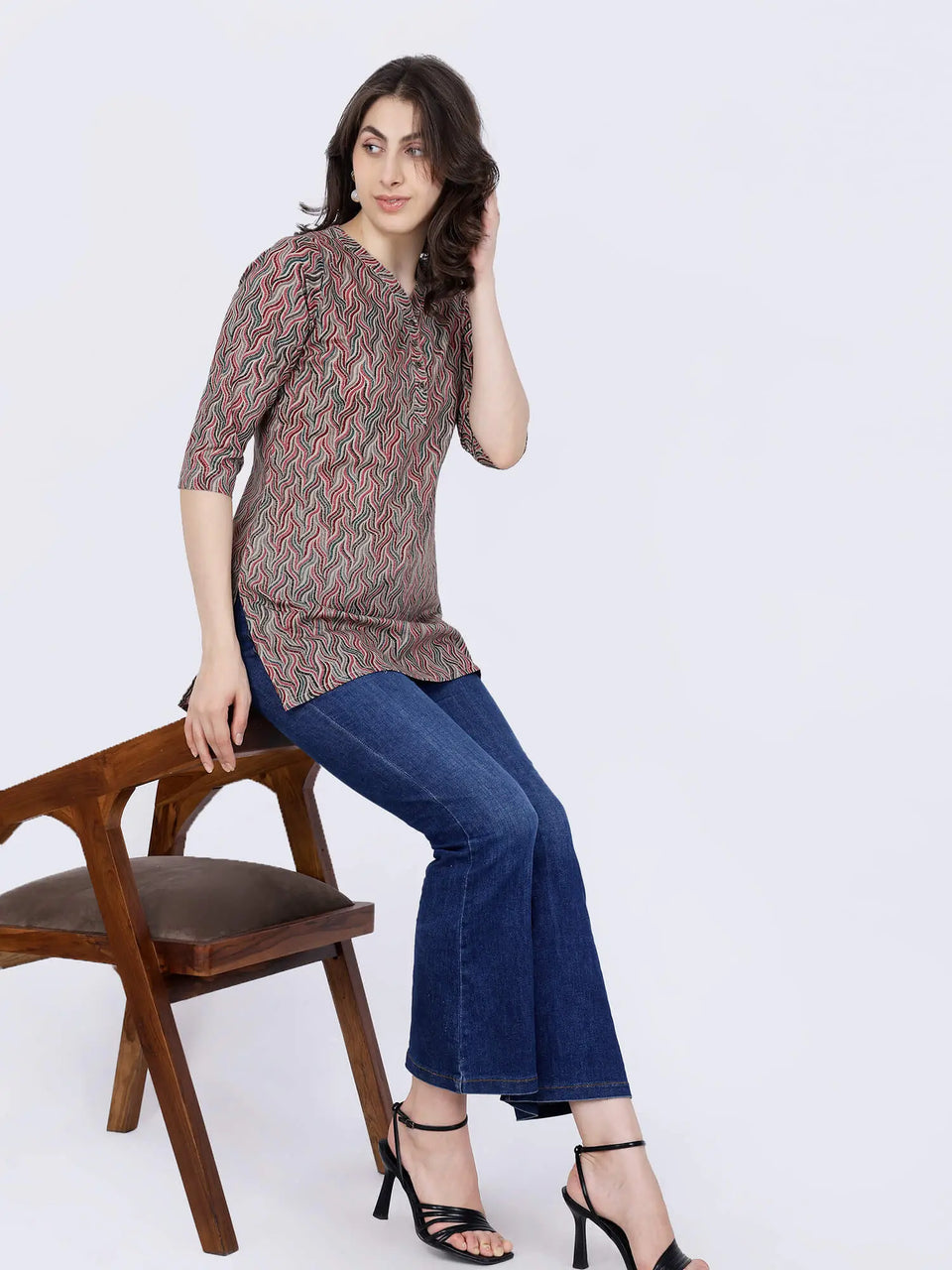 Rabric Premium Short Kurti on Model – Multicolor Cotton Kurti