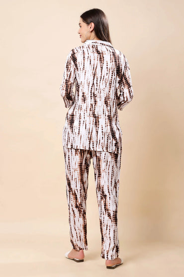 Premium rayon tie-dye co-ord loungewear set by Rabric for women