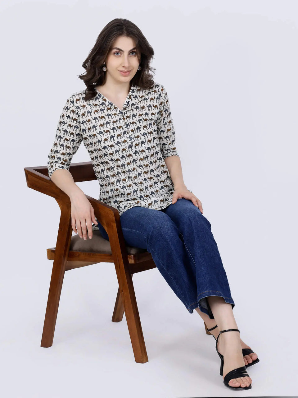 Trendy outfit styling with animal print short kurti by Rabric