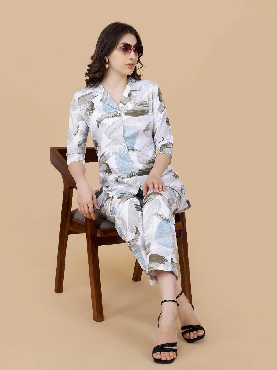 Multi-color brush-stroke printed co-ord set from Rabric