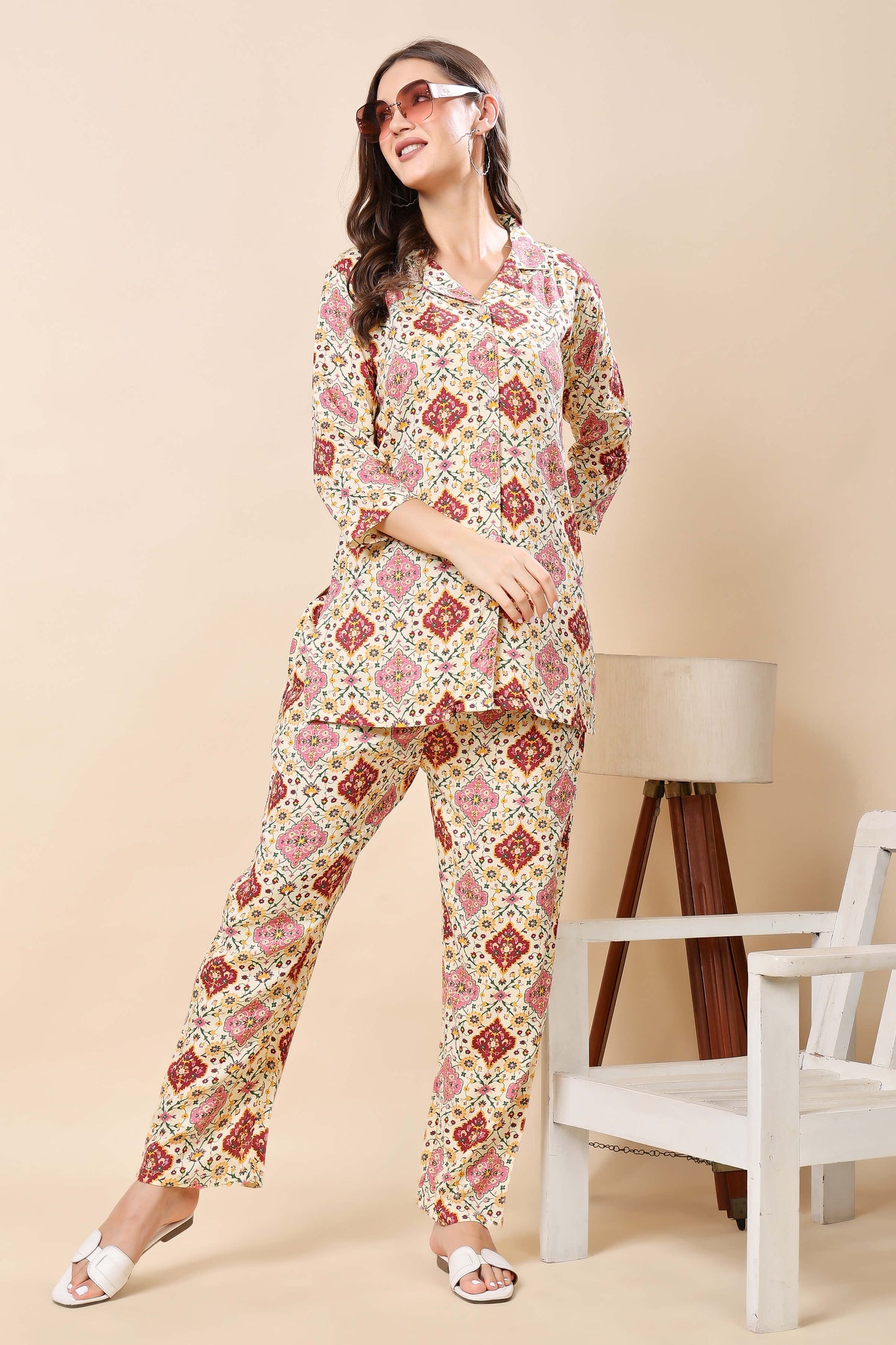 Rabric premium rayon printed co-ord set for women casual wear