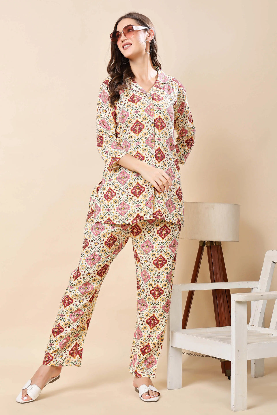 Rabric premium rayon printed co-ord set for women casual wear