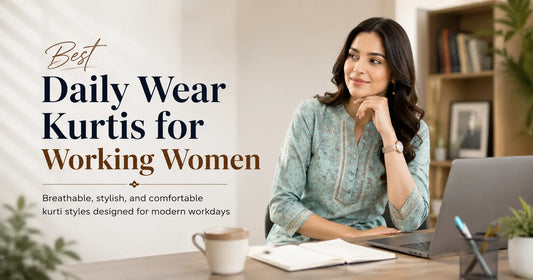 Working woman wearing breathable cotton office wear kurti for daily office use