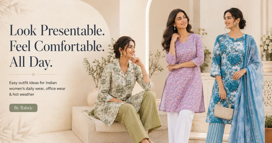 Comfortable outfits for women India featuring a cotton kurti, co-ord set and kurta pant look for daily wear