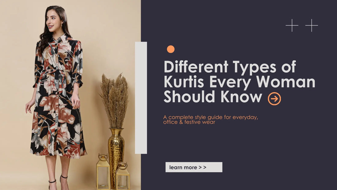 Different types of kurtis for women including straight-cut, A-line, short and long kurti styles