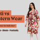 Kurti vs Western wear for daily use comparison showing Indian woman in cotton kurti and western outfit for everyday fashion