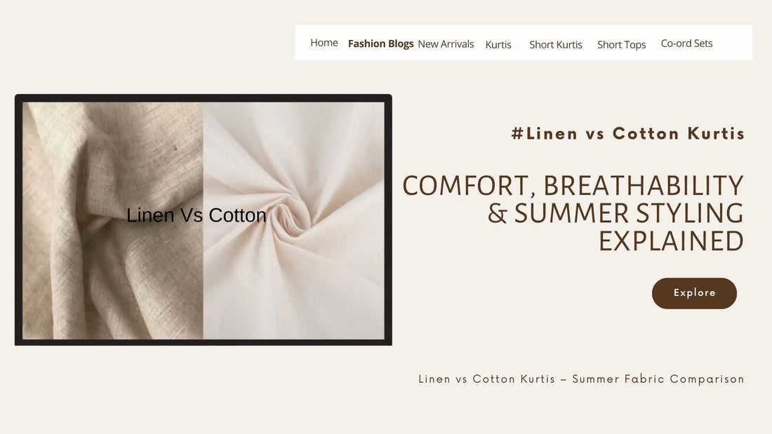 Linen vs cotton kurtis comparison showing breathable summer styles for women