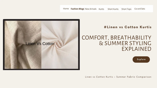 Linen vs cotton kurtis comparison showing breathable summer styles for women