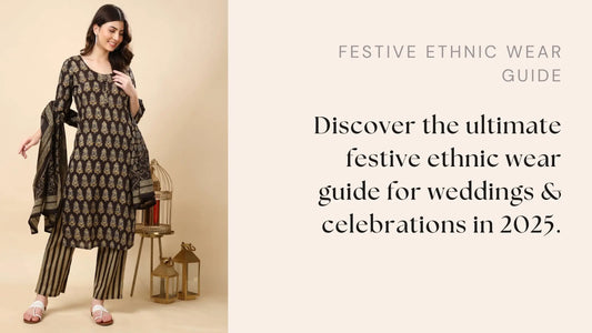 Brown printed cotton suit set for women with matching dupatta and striped pants – elegant ethnic wear by Rabric Stores