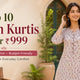 Woman wearing stylish breathable cotton kurti under ₹999 for summer daily wear