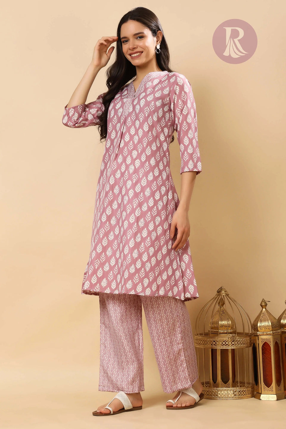 Breathable cotton slub kurta pant set for summer wear for women