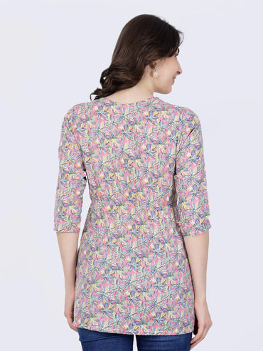 Floral cotton short kurti – back view