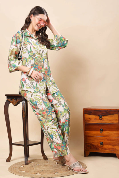 Flatlay of Rabric Muslin Floral Printed Co-ord Set