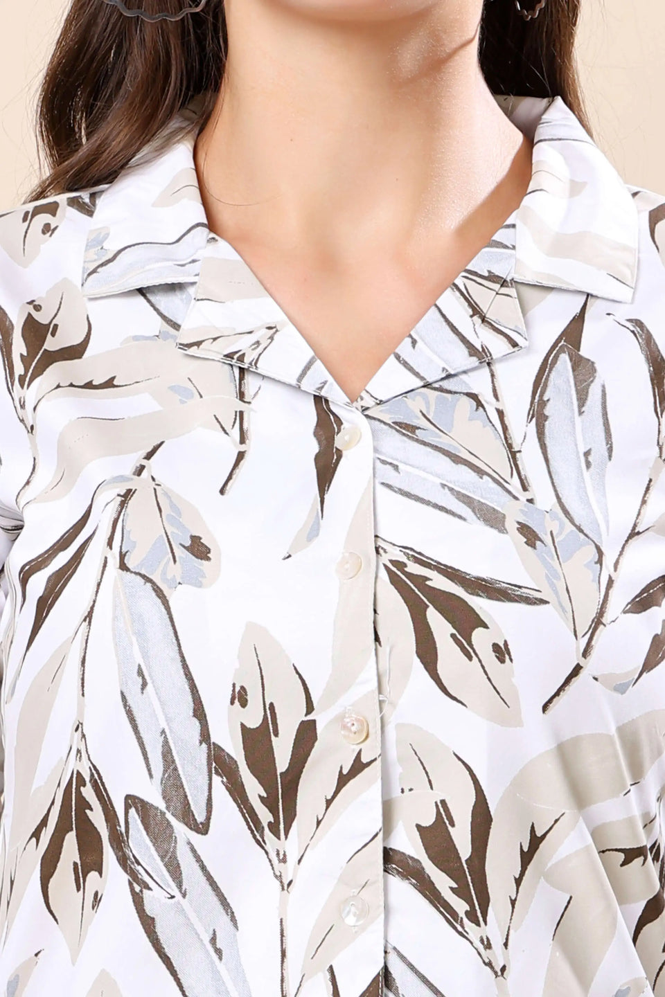 Comfortable Cotton Nightwear Co-ord Set with Collar and Buttons