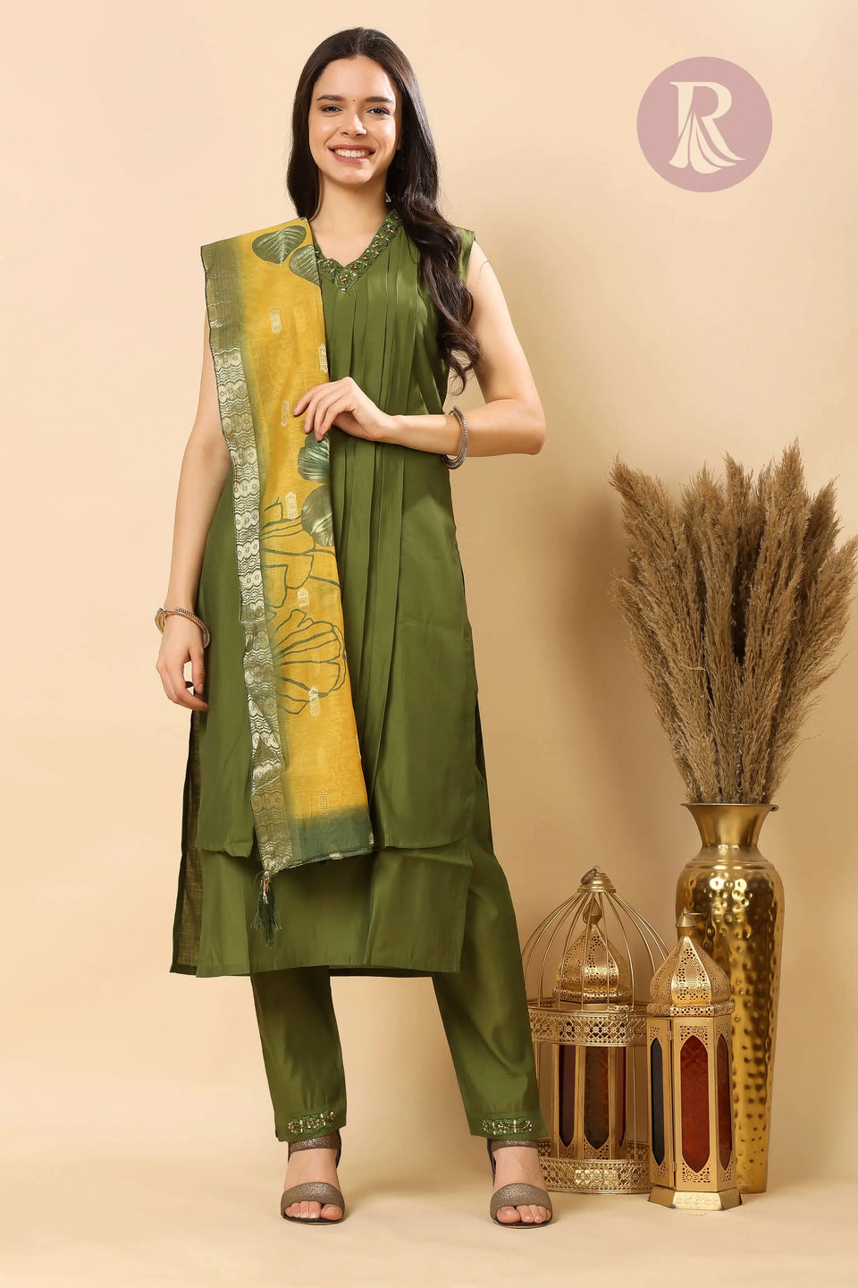 Rayon blend kurti with dupatta full view