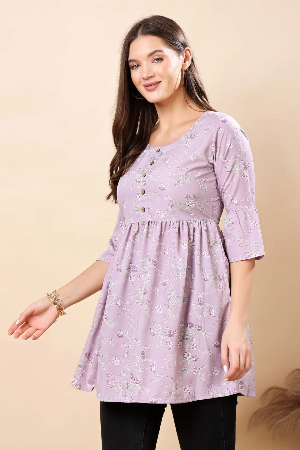 Rabric Lavender Short Kurti Side View