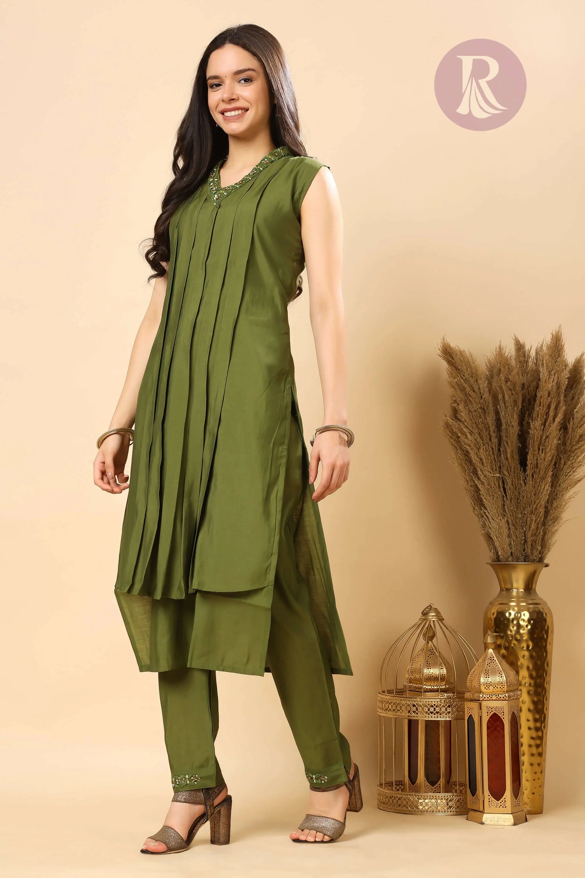 Pleated front design kurti for women