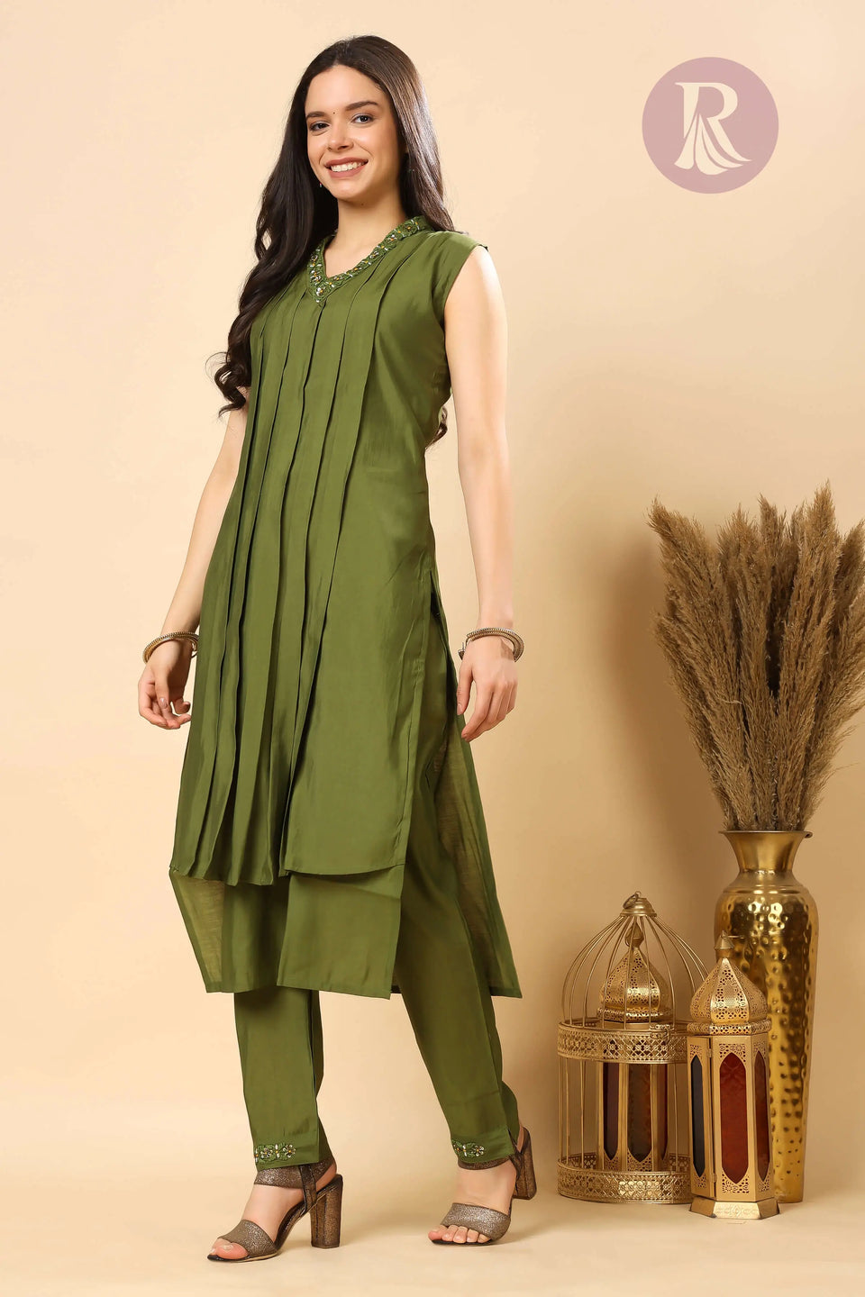 Pleated front design kurti for women