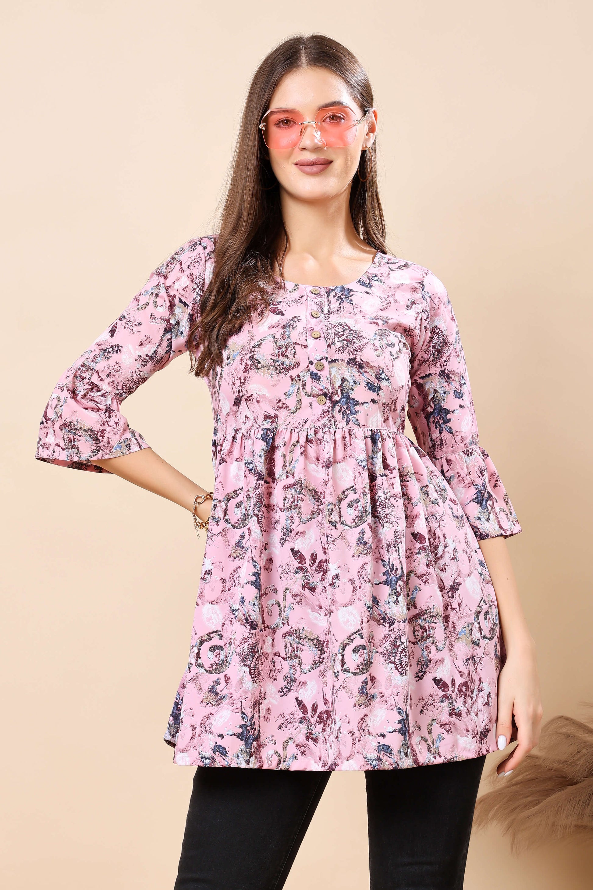 Elegant Pink Ethnic Wear Top by Rabric