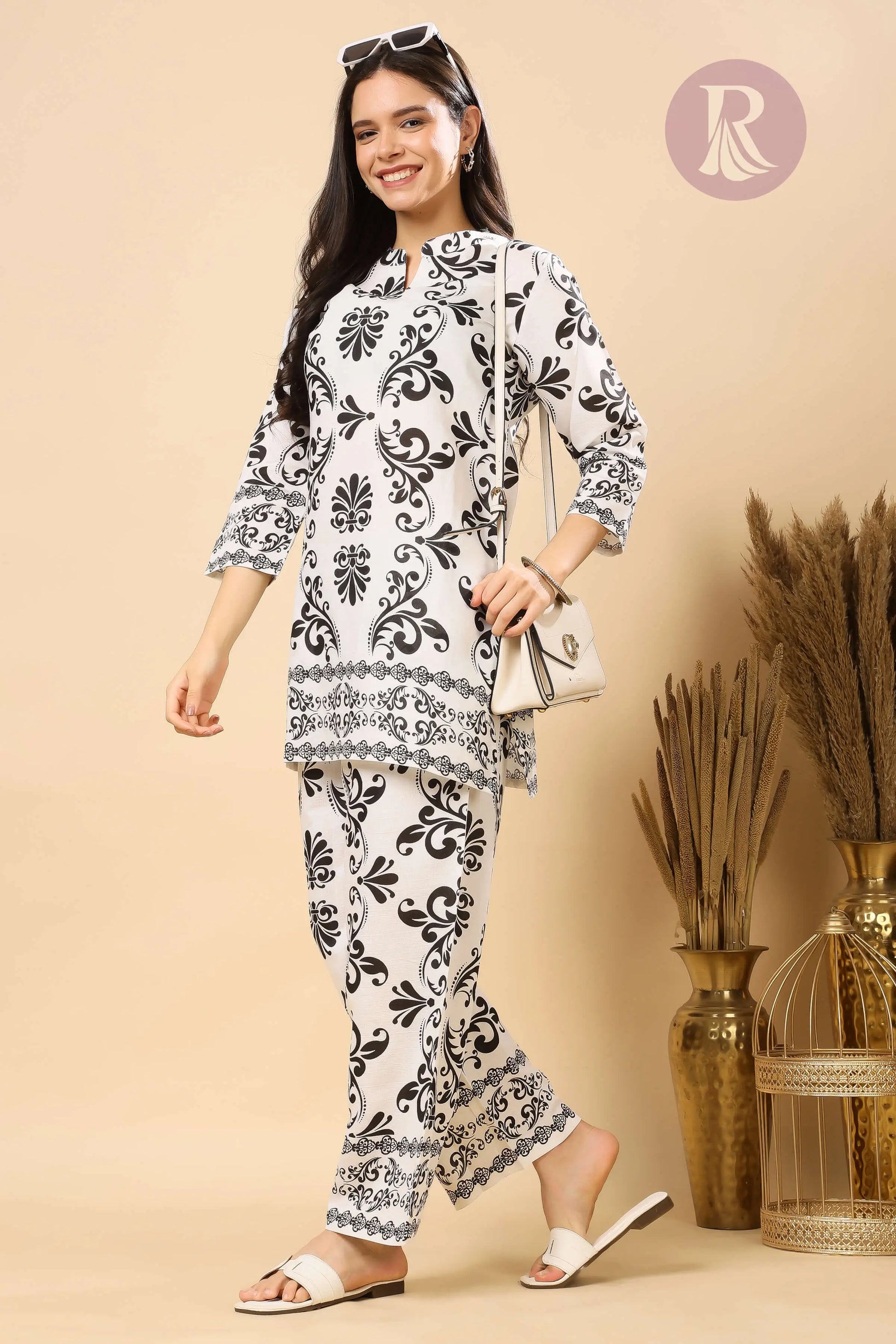 Comfortable Vertican Silk co-ord outfit with straight pants