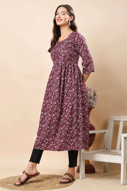 Designer Bell Sleeves on Rabric Premium Crepe Kurti