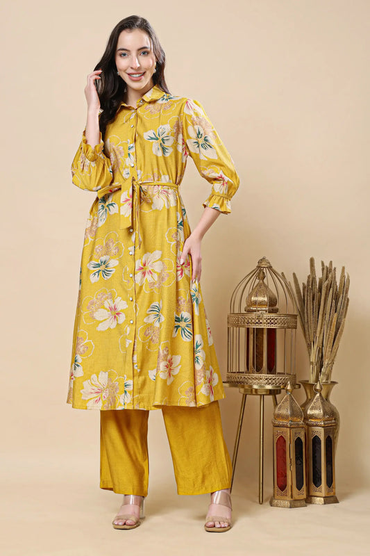 Floral Berlin silk co-ord set for women