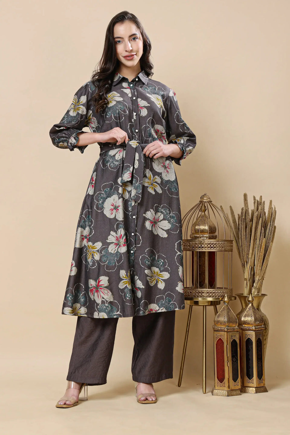 Women’s Berlin silk floral co-ord set front view