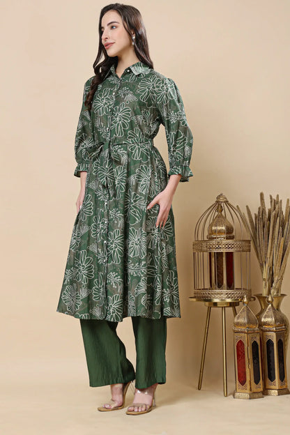 Side view of Berlin silk co-ord set for women