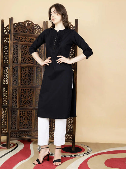 Black Kurti Paired with White Pants – Rabric Ethnic Wear