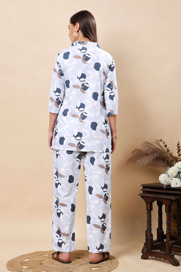 Women’s floral printed cotton co-ord set back view – Rabric Stores