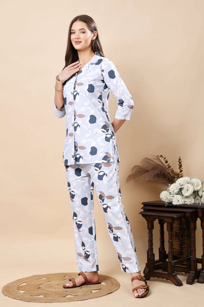 Rabric women’s loungewear and nightwear blue floral printed co-ord set