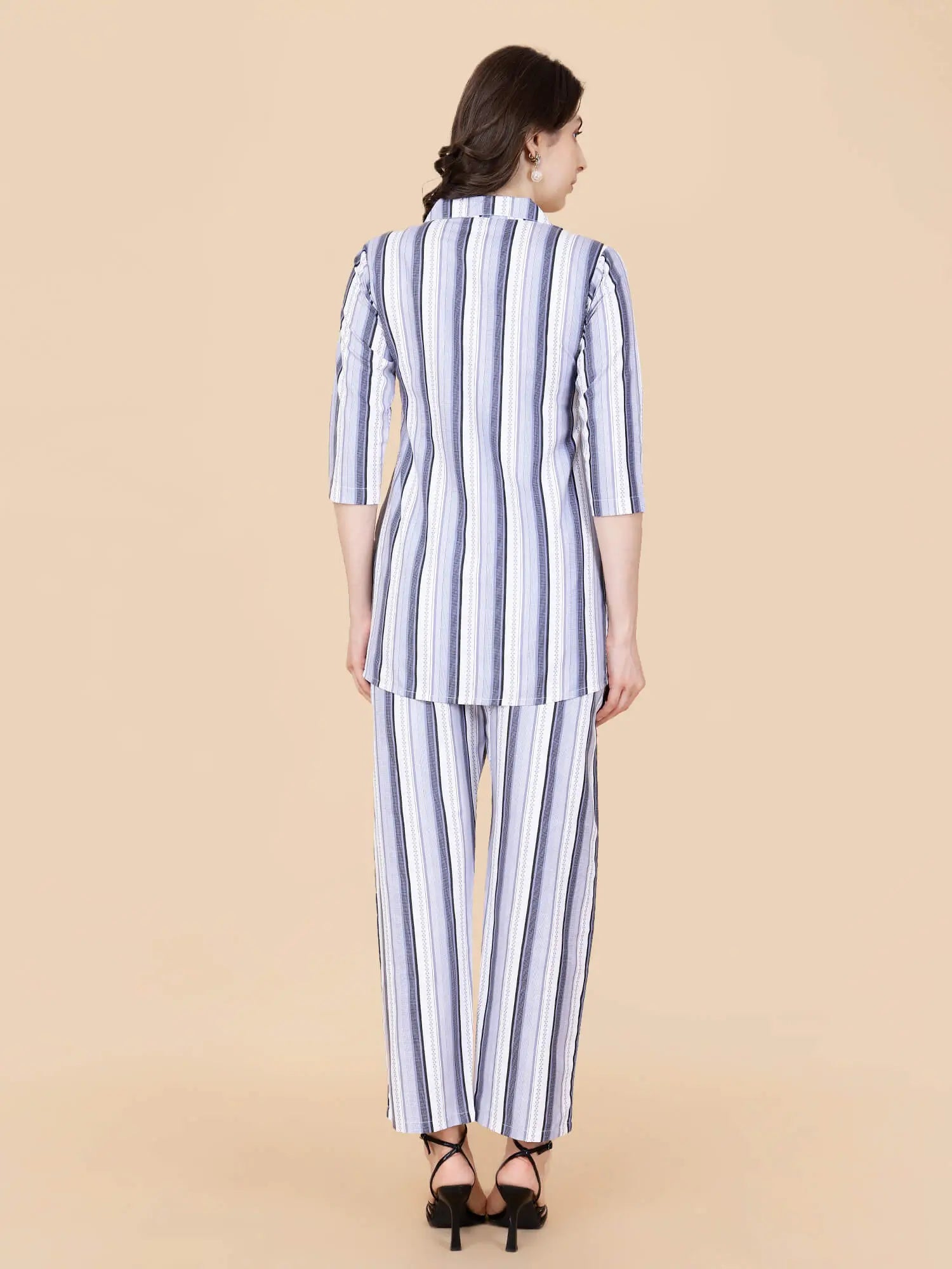 Back view of Rabric premium cotton striped co-ord set