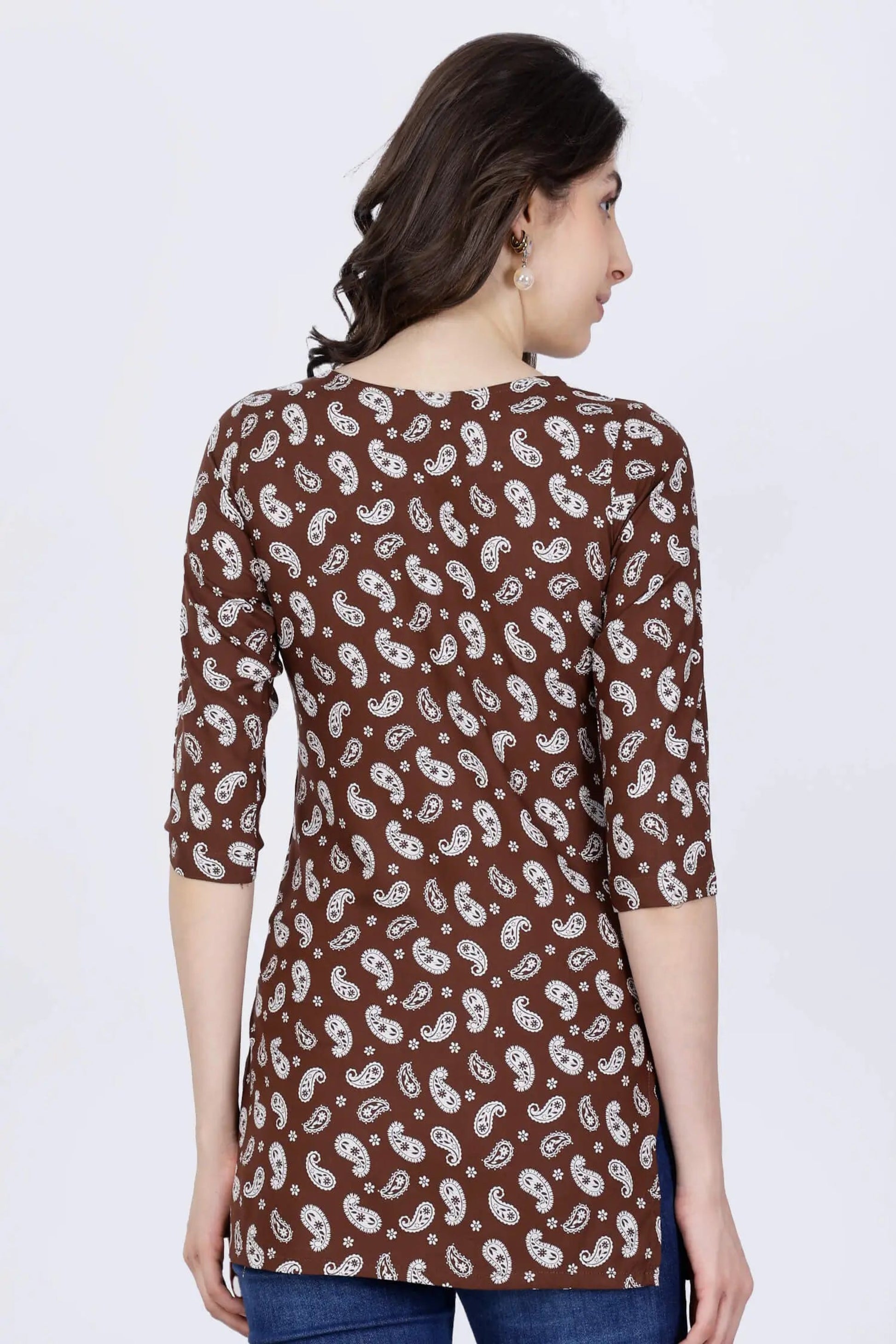 Back View of Rabric Rayon Short Kurti for Women